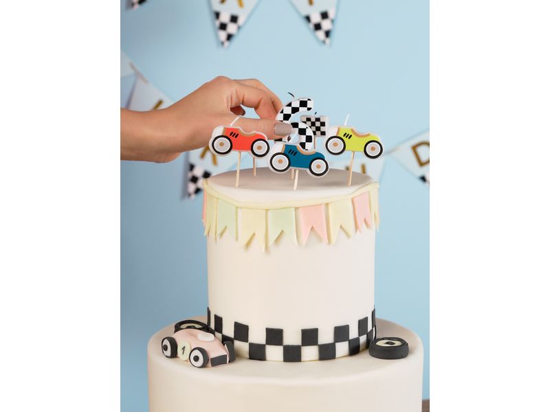 Partydeco Kerze Auto 2-3 cm, Mehrfarbig Einzigartige Geburtstagskerzen