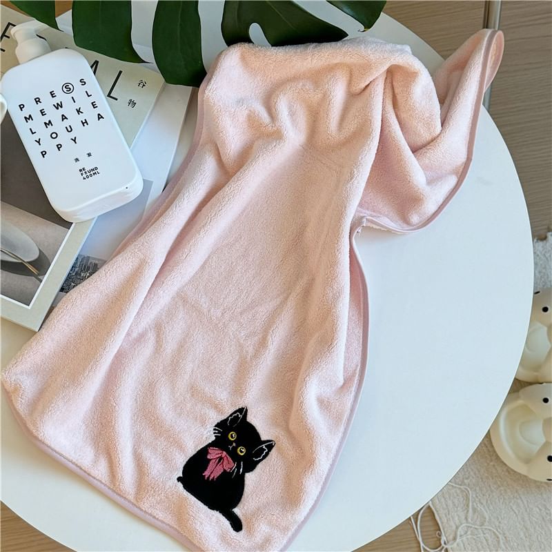 Indus - Badhanddoek / Haarhanddoek / Gezichtshanddoek / Set met geborduurde kat (verschillende ontwerpen)