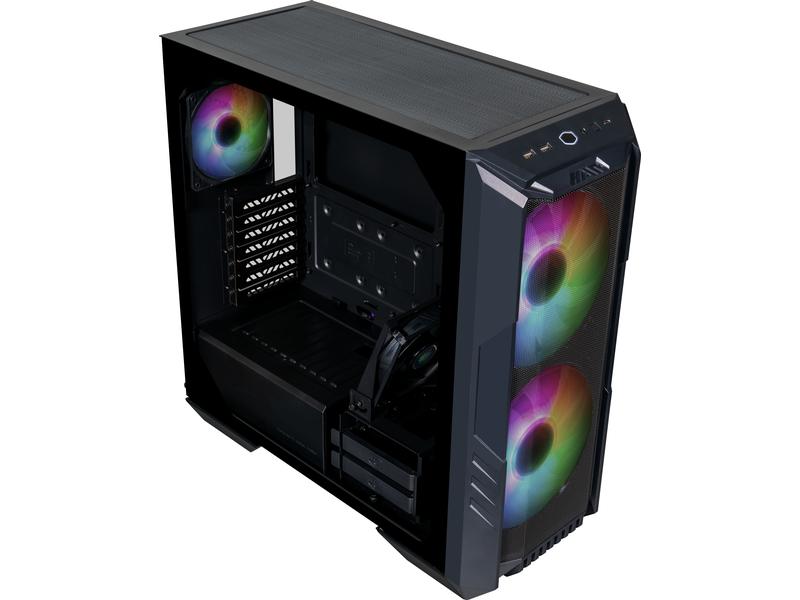 Cooler Master PC-Gehäuse HAF 500 Schwarz Eleganter, kompakter Mid-Tower mit Sichtfenster