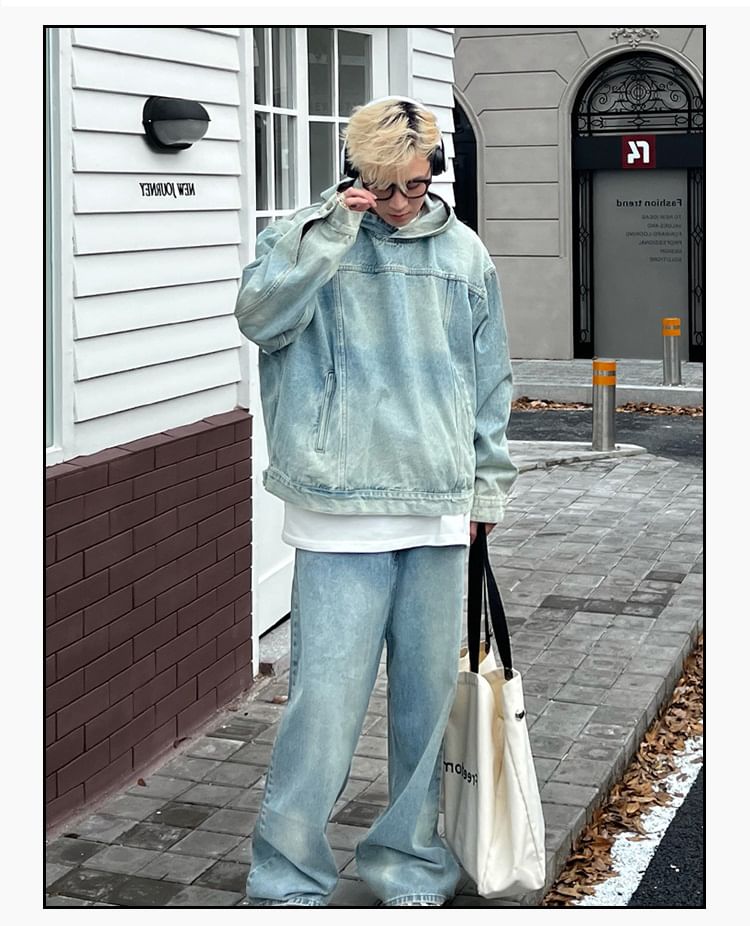 Adotuastic - Gewassen denim hoodie