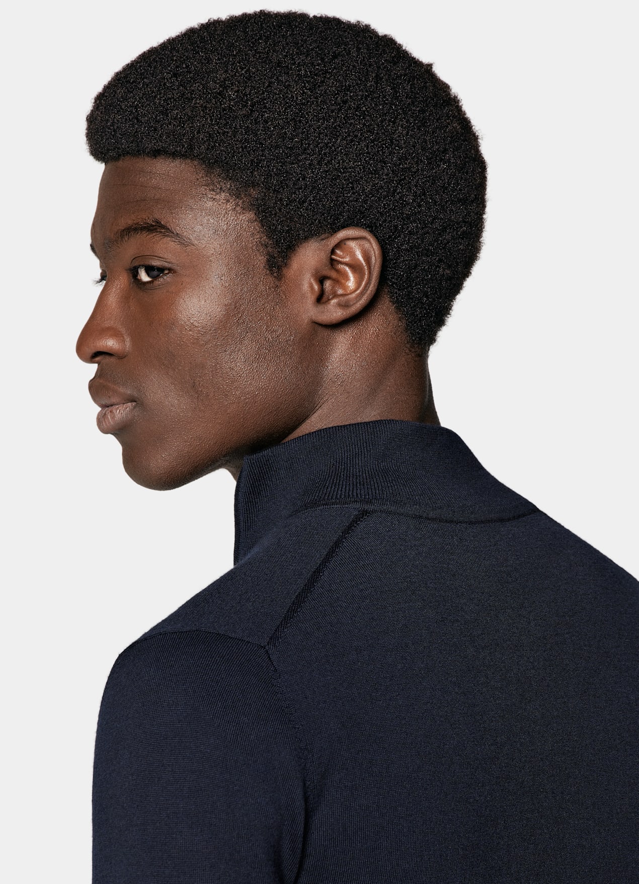 Cardigan zippé Merino bleu marine