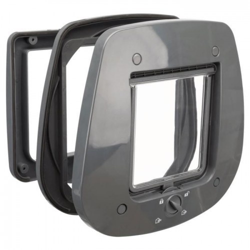 Porta para gatos Trixie para porta de vidro, cinza, para gatos