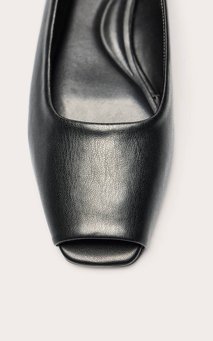 Noir Ballerine À Bout Ouvert En Synthétiquecuir