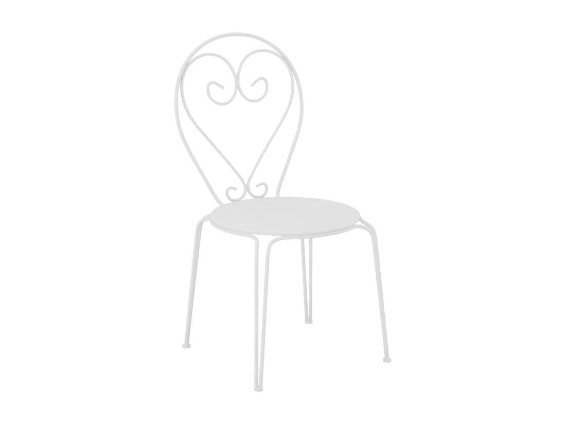 Salle à manger de jardin en métal façon fer forgé : une table et 4 chaises empilables - Blanc - GUERMANTES de MYLIA