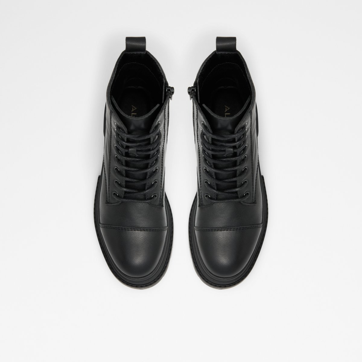 Bigmark Black Leather Smooth Women Combat boots