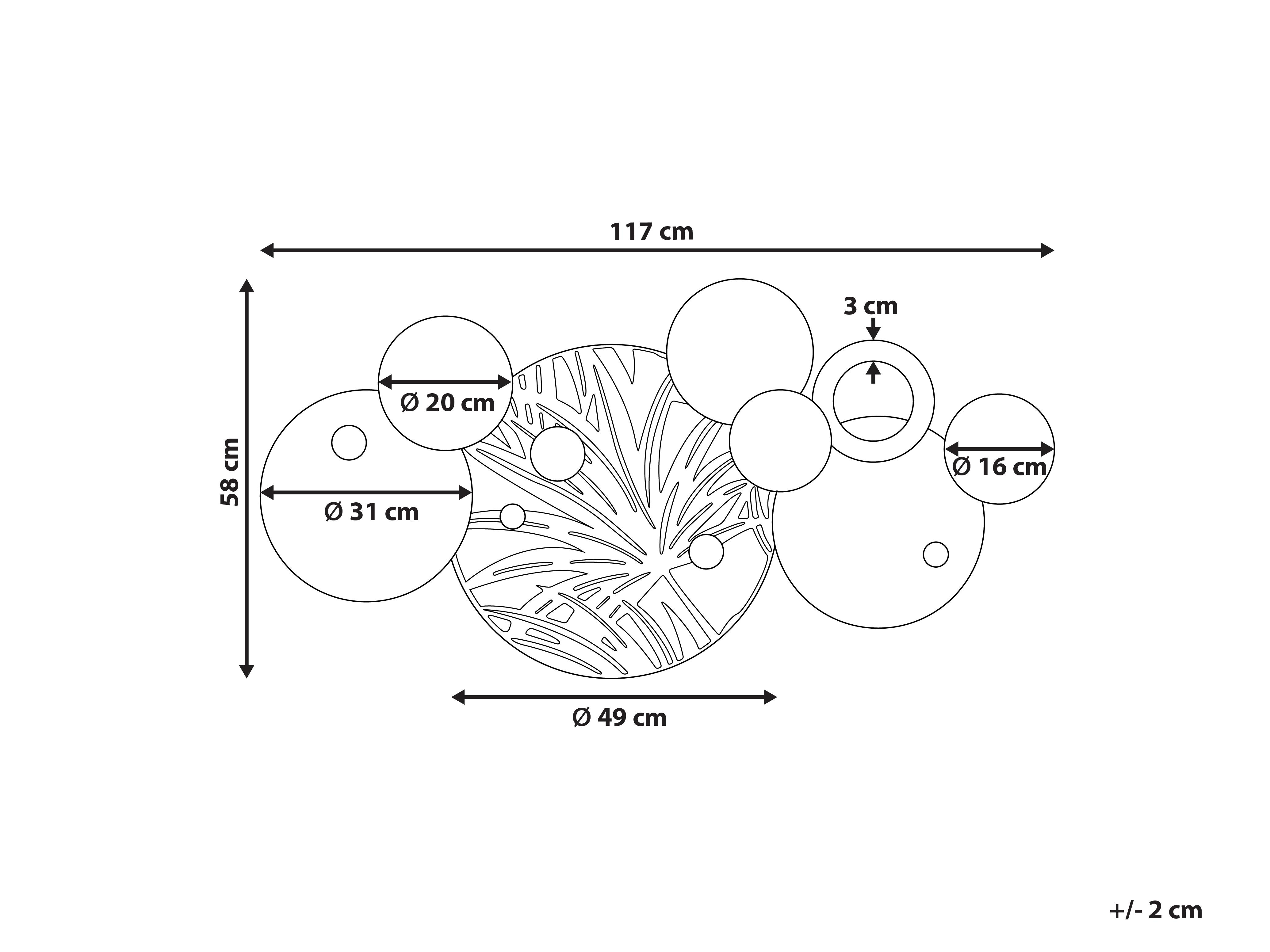 Wanddecoratie Blad KRYPTON Metaal 58 cm Meerkleurig