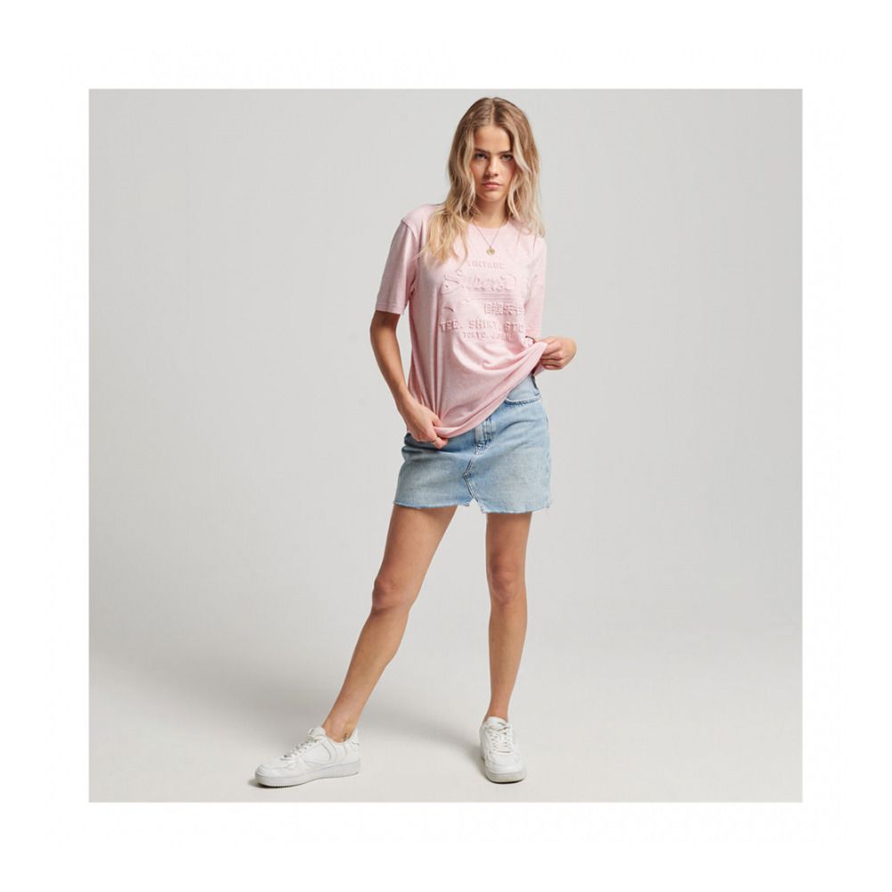 Superdry VINTAGE LOGO EMBOSS - Tee-shirt Femme pastel pink snowy