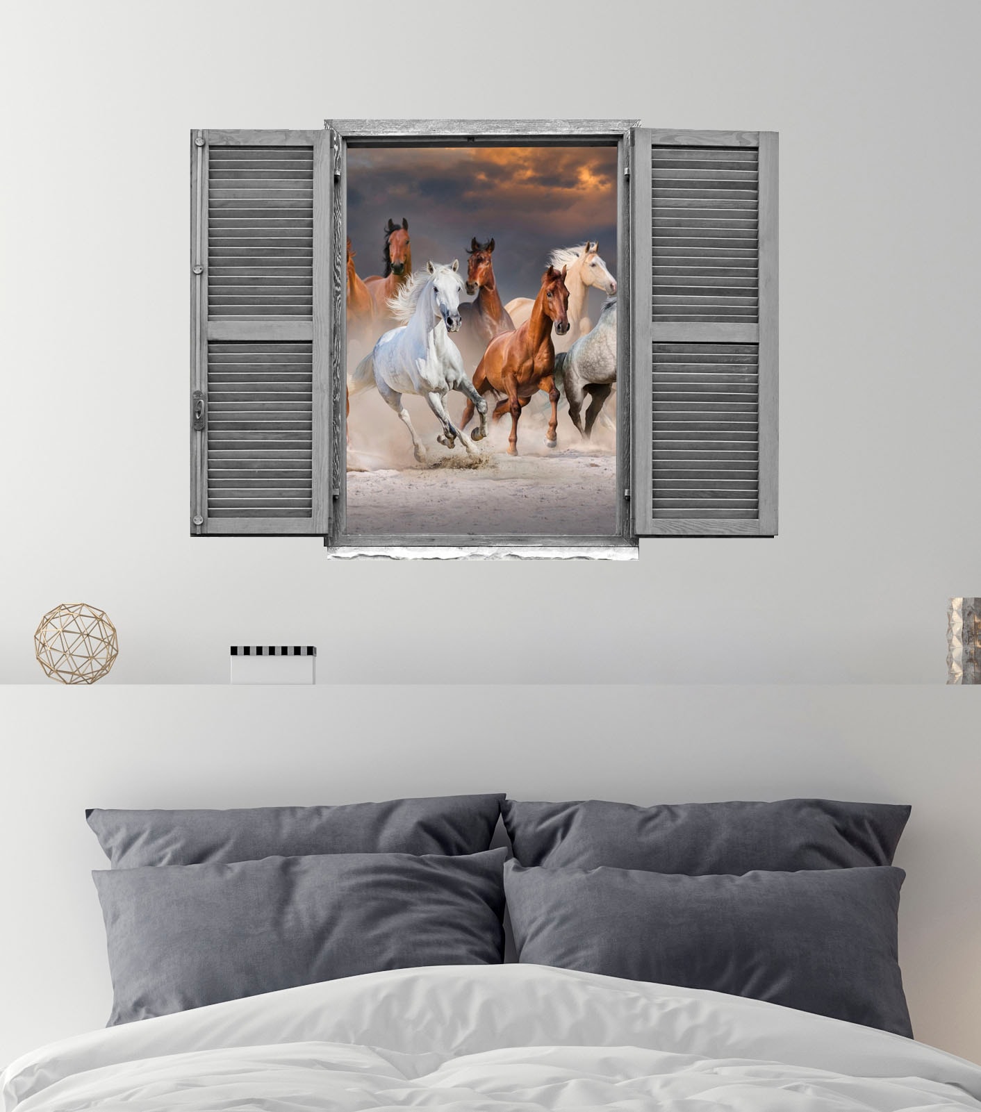 queence Wandtattoo »Pferde« Wandsticker, Wandbild, selbstklebend, 3D, Fenster
