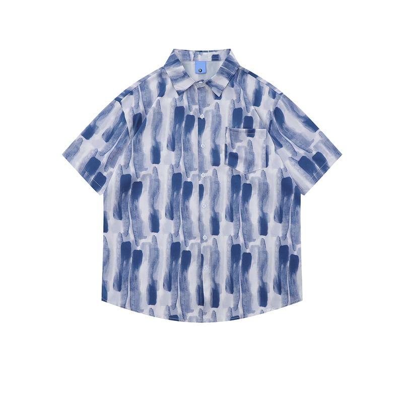 Capbrew - Tie-dye overhemd met korte mouwen en knoopjes