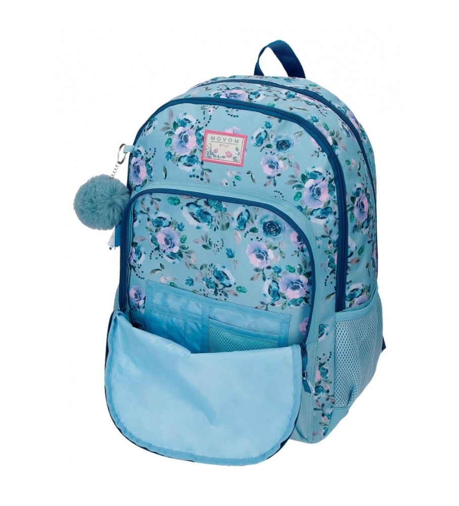 Joumma Bags Mochila Escolar MovomWild Flowers dos compartimentos con carro azul -33x46x17cm-