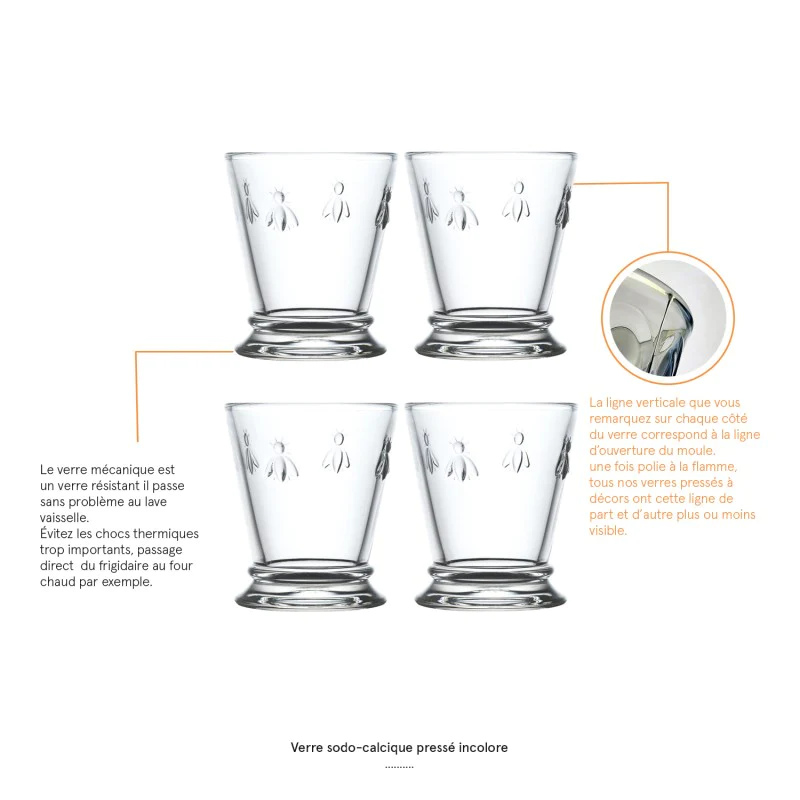 Coffret de 4 verres, ABEILLE La Rochère