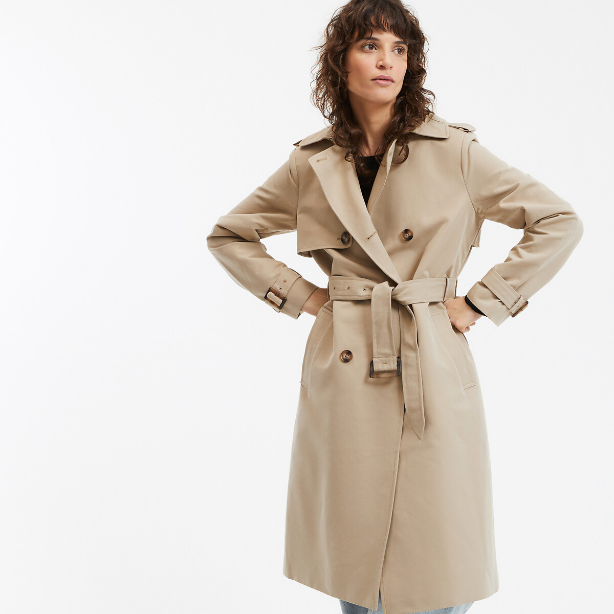 COLEÇÕES LA REDOUTE<br>Trench coat com fechamento de botão duplo