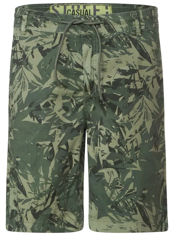 Relaxed Fit Print Shorts - oregano green