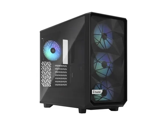 Fractal Design Meshify 2 Lite - Tower - udvidet ATX - sidepanel med vindue (hærdet glas) - ingen strømforsyning (ATX) - RGB-sort TG-lystone - USB/Lyd