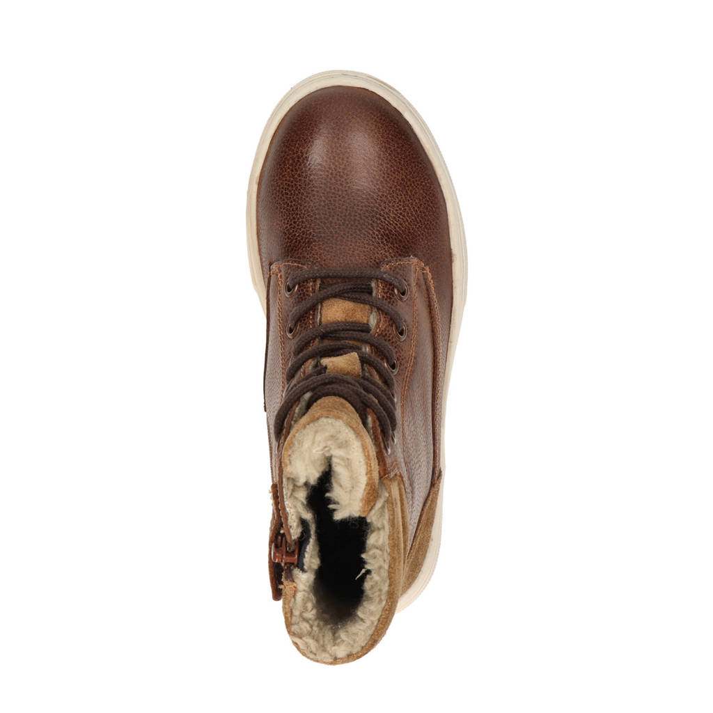 Nelson Kids leren veterboots cognac