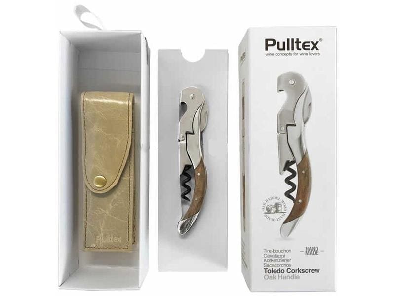 Pulltex Korkenzieher Toledo mit Eichenholz Einlage Braun Zapfenzieher