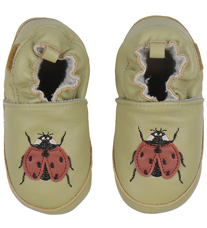 Mikk-Line Leder-Krabbelschuhe - Grau Green