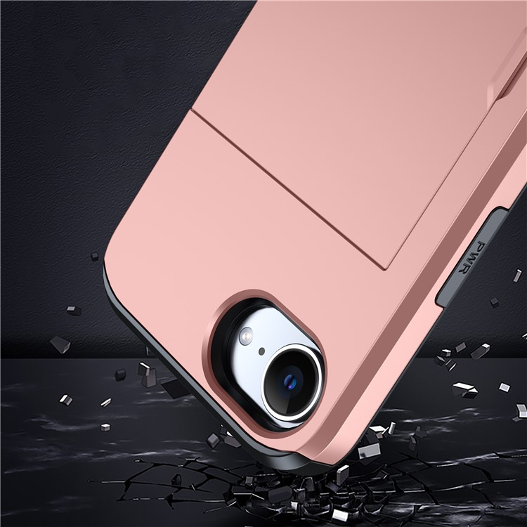iPhone 16e Hybrid Hardcase Hülle mit integriertem Karten Portemonnaie (aufschiebbar) - Dunkelgrün