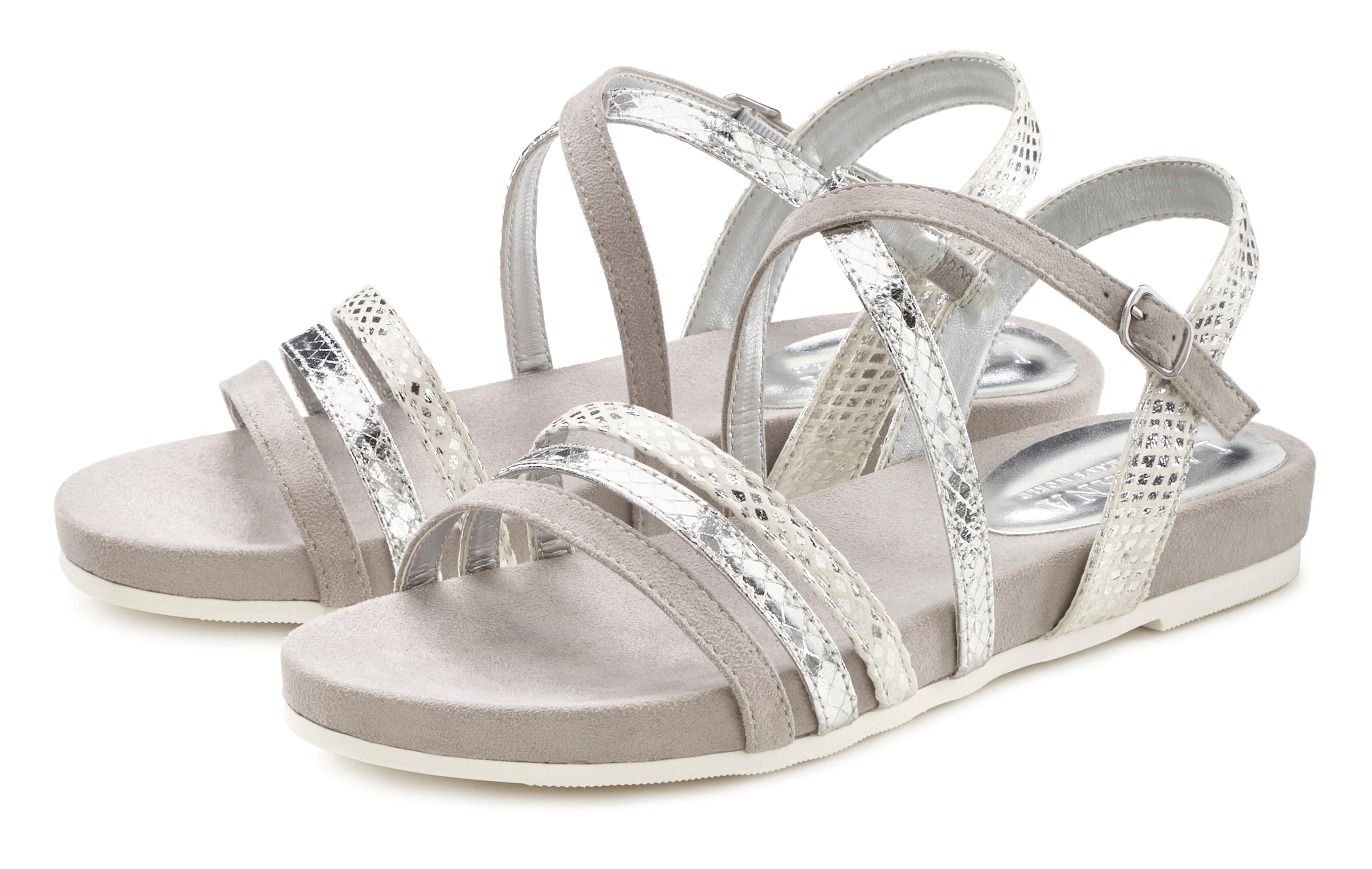 LASCANA Sandale »Sommerschuh«  Sandalette, Sommerschuh mit Metallic-Optik VEGAN