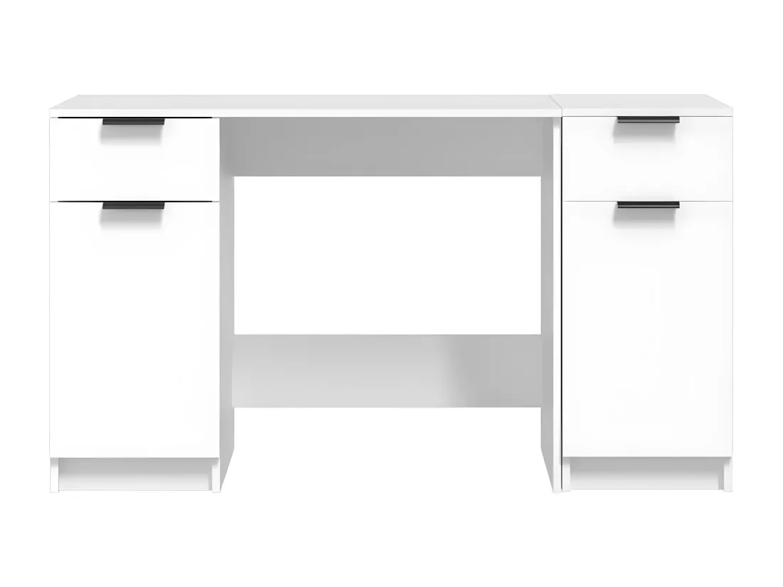 Bureau avec armoire latérale Blanc Bois d'ingénierie