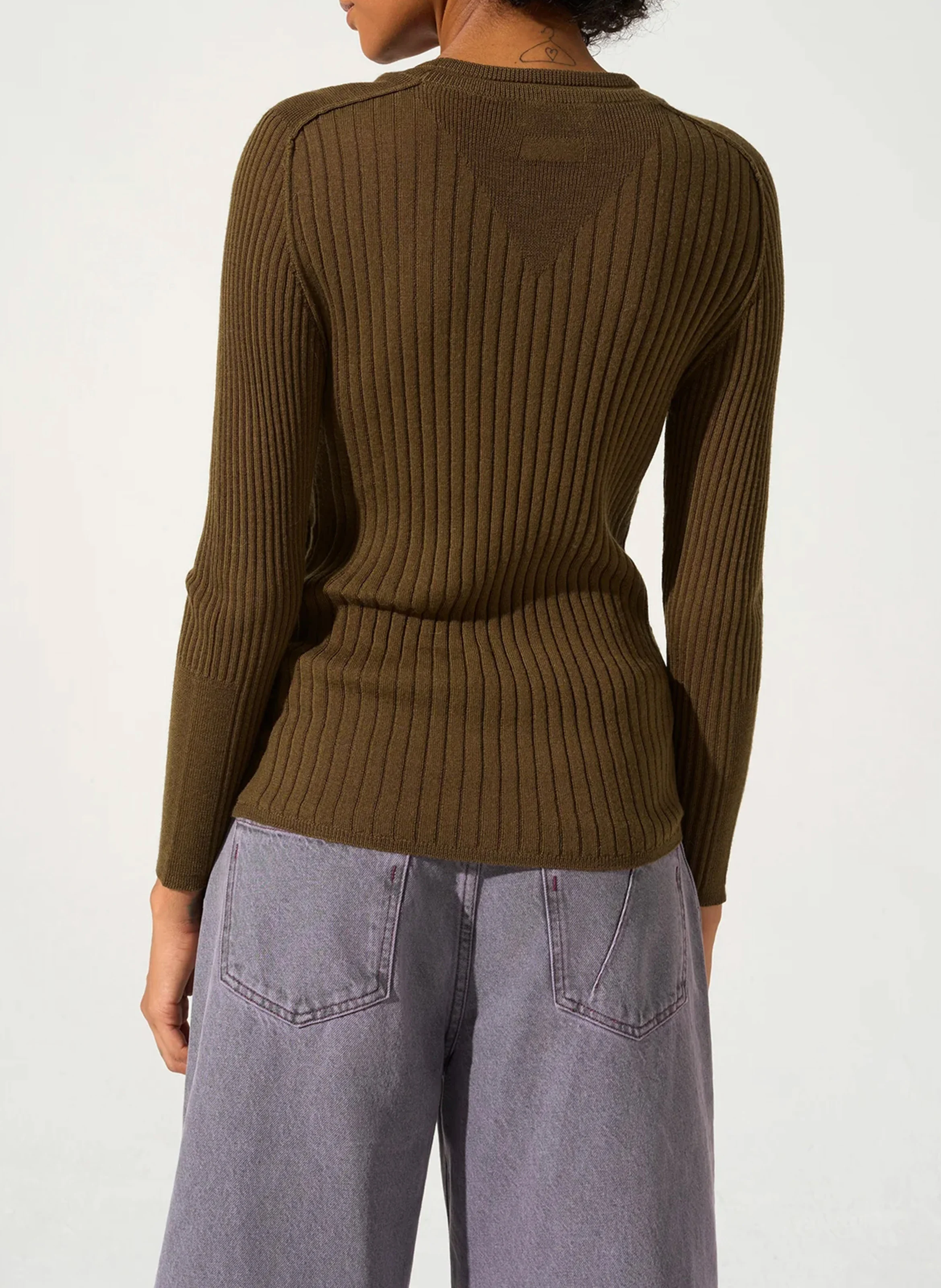 Pull maille fine en laine | Vert