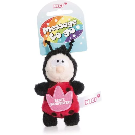 NICI Marienkäfer Plüsch Loop Beste Schwester 8 cm