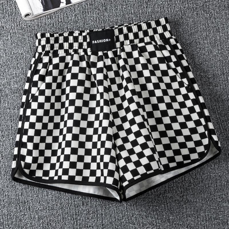 Dovitade - Geruite shorts met hoge taille en bies