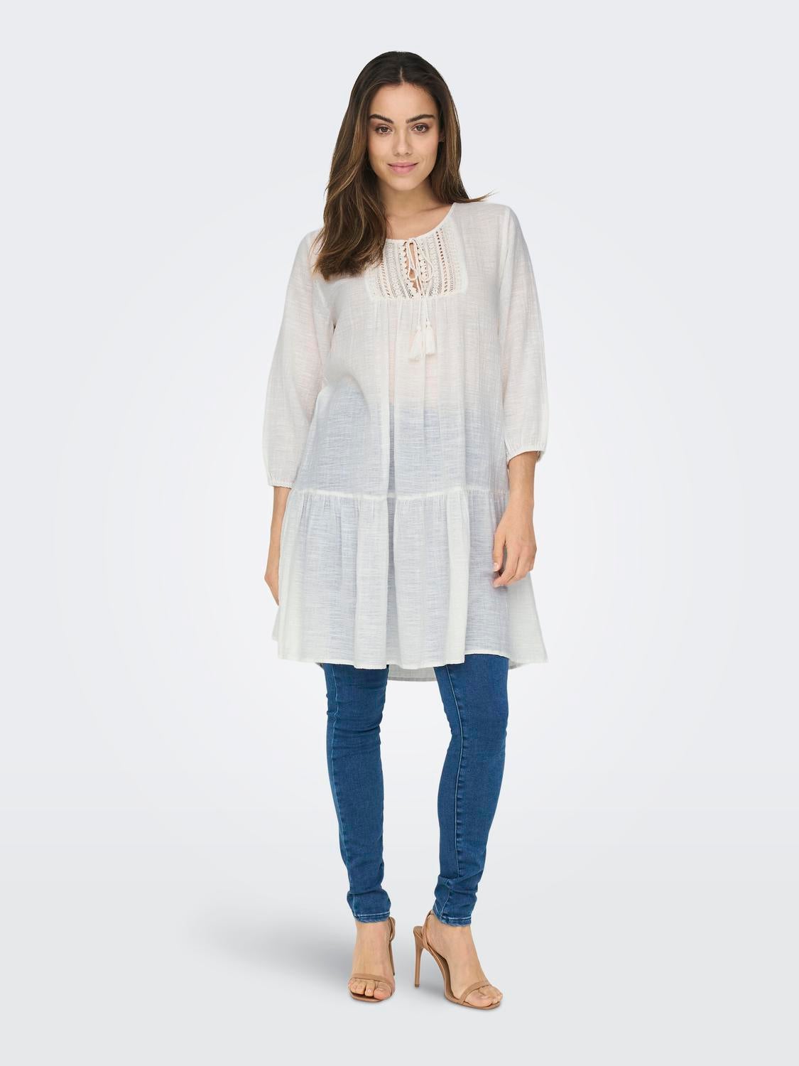 ONLVINNIE Kurzes Kleid Cloud Dancer