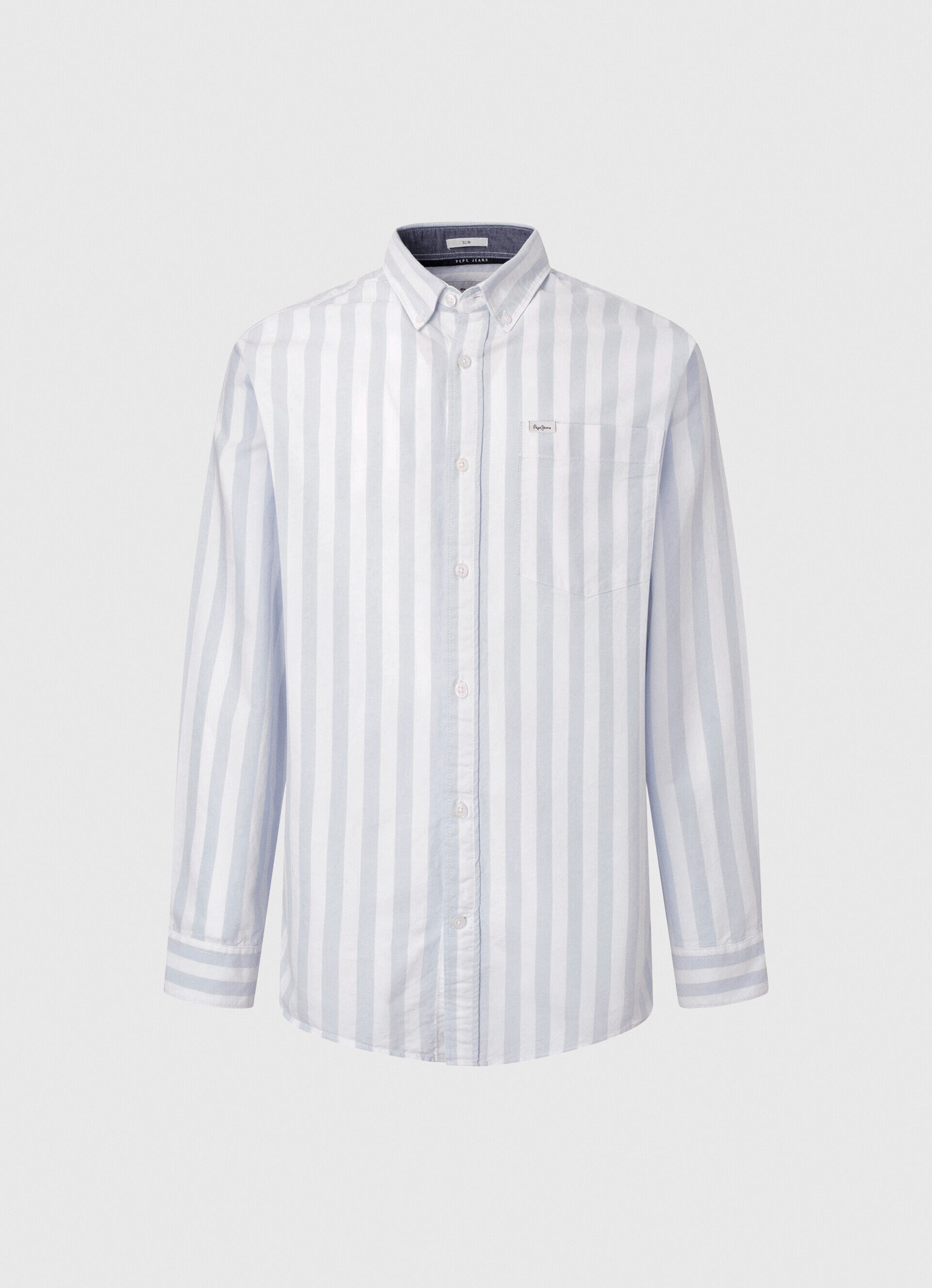 Camisa Oxford listrada LUCIUS SLIM - azul claro