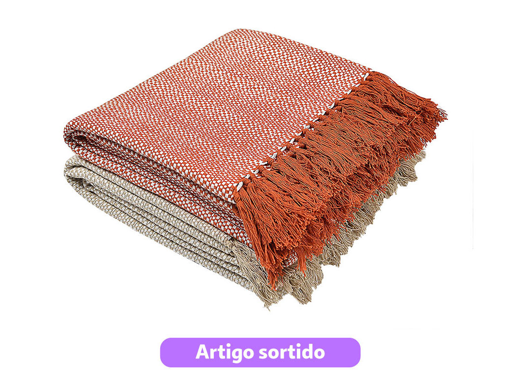 COLCHA FRANJA 100% ALGODÃO ACTUEL 320G 180X220CM CORES SORTIDAS