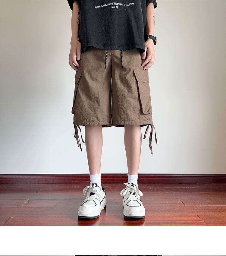 Breeson - Hoge taille, effen, wijde cargoshorts