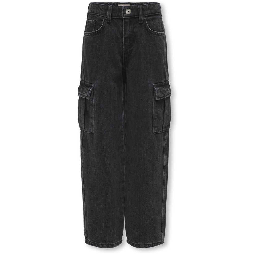 Køb kids ONLY Washed Black Harmony Wide Cargo Carrot Jeans Noos