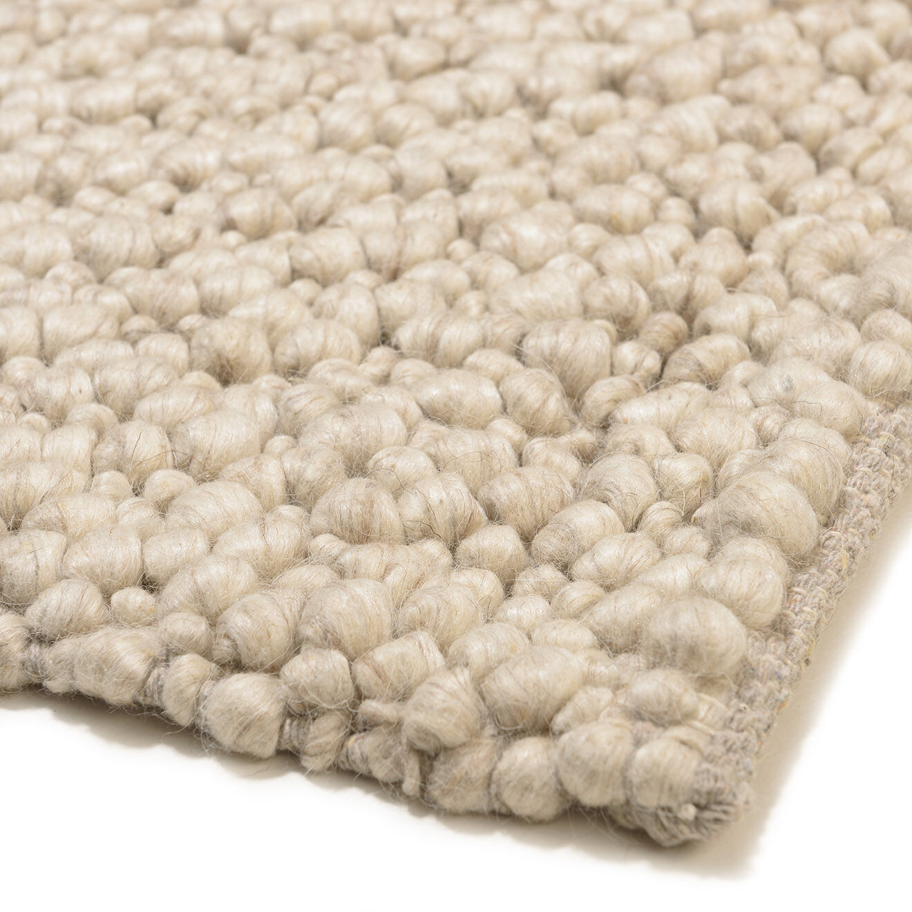 Macabane Tapis en Laine bouclée Quentin beige - 290x200 cm
