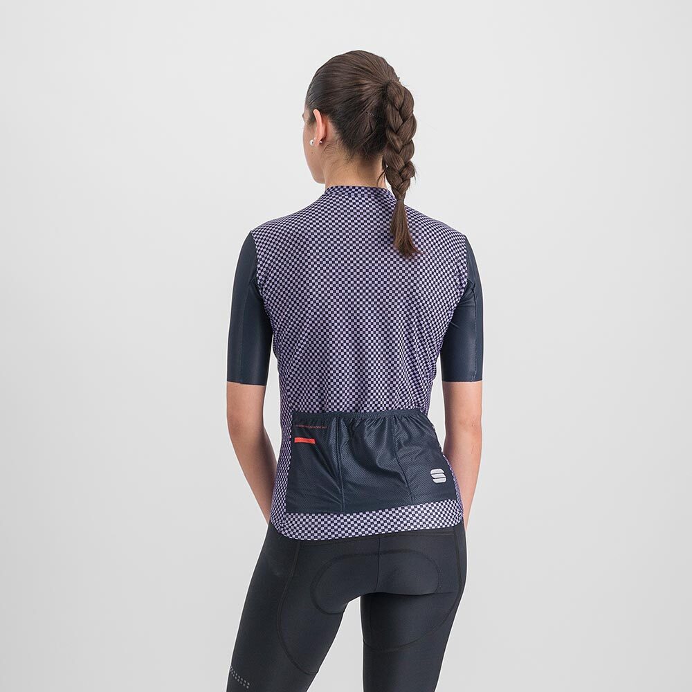 Sportful Checkmate Fietsshirt Korte Mouwen Blauw/Paars Dames