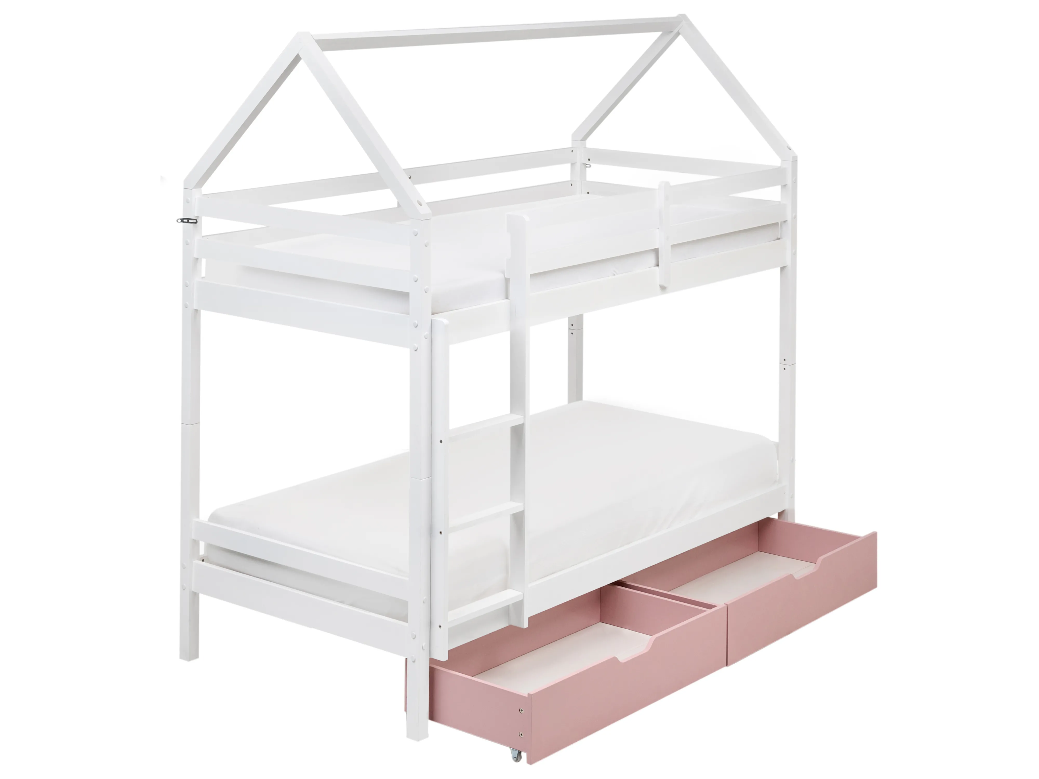 Hoogslaper met laden Huis Dennenhout TERNAS 90 x 200 cm Roze