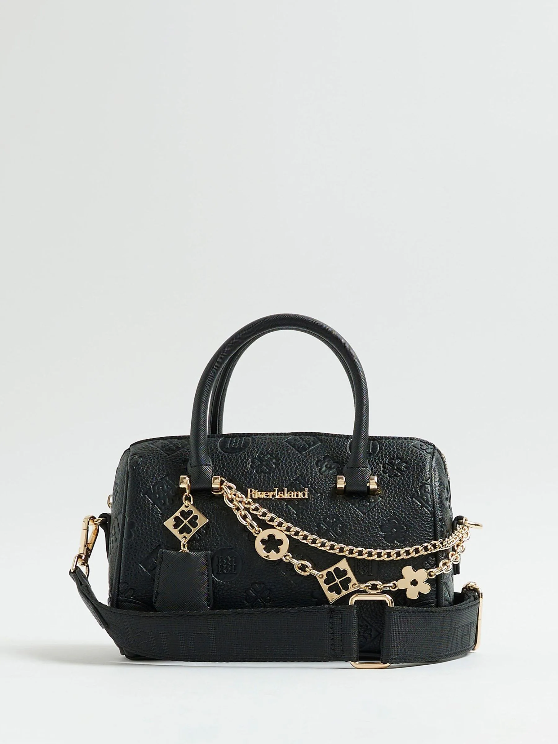 River Island Debossed Monogram Chain Bowler Bag