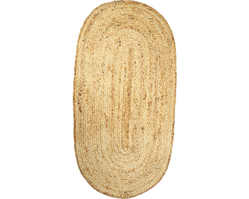 Jute vloerkleed, naturel, ovaal, 60x120 cm
