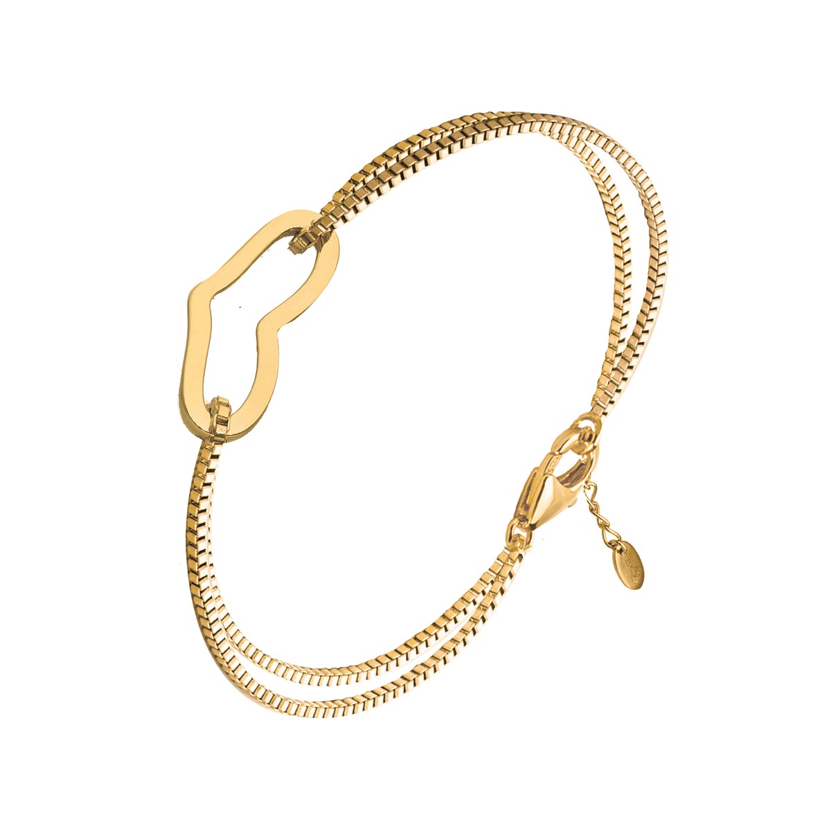 Bracelet Doré Coeur Double Chaine