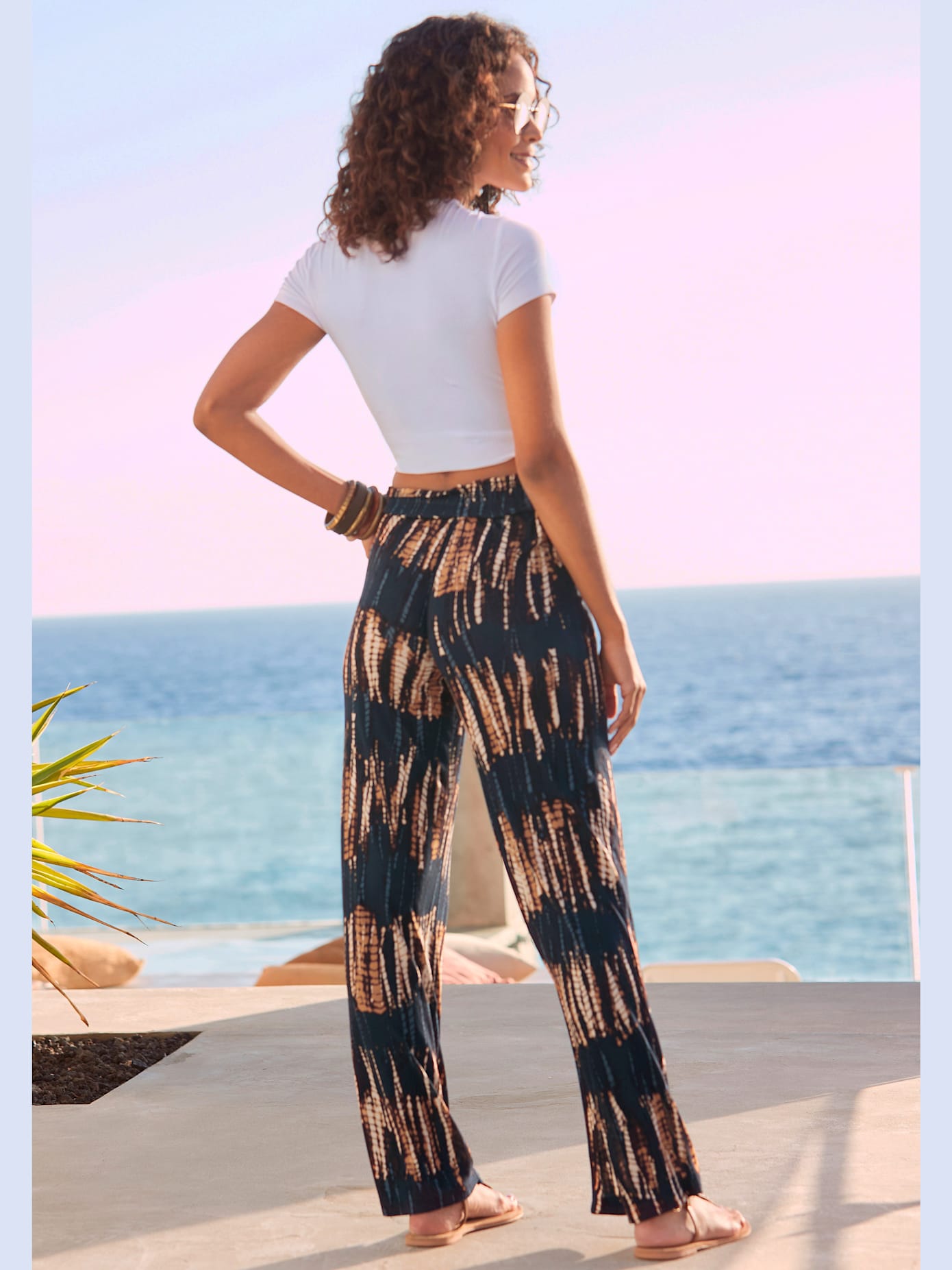 Pantalon en jersey large ceinture élastique