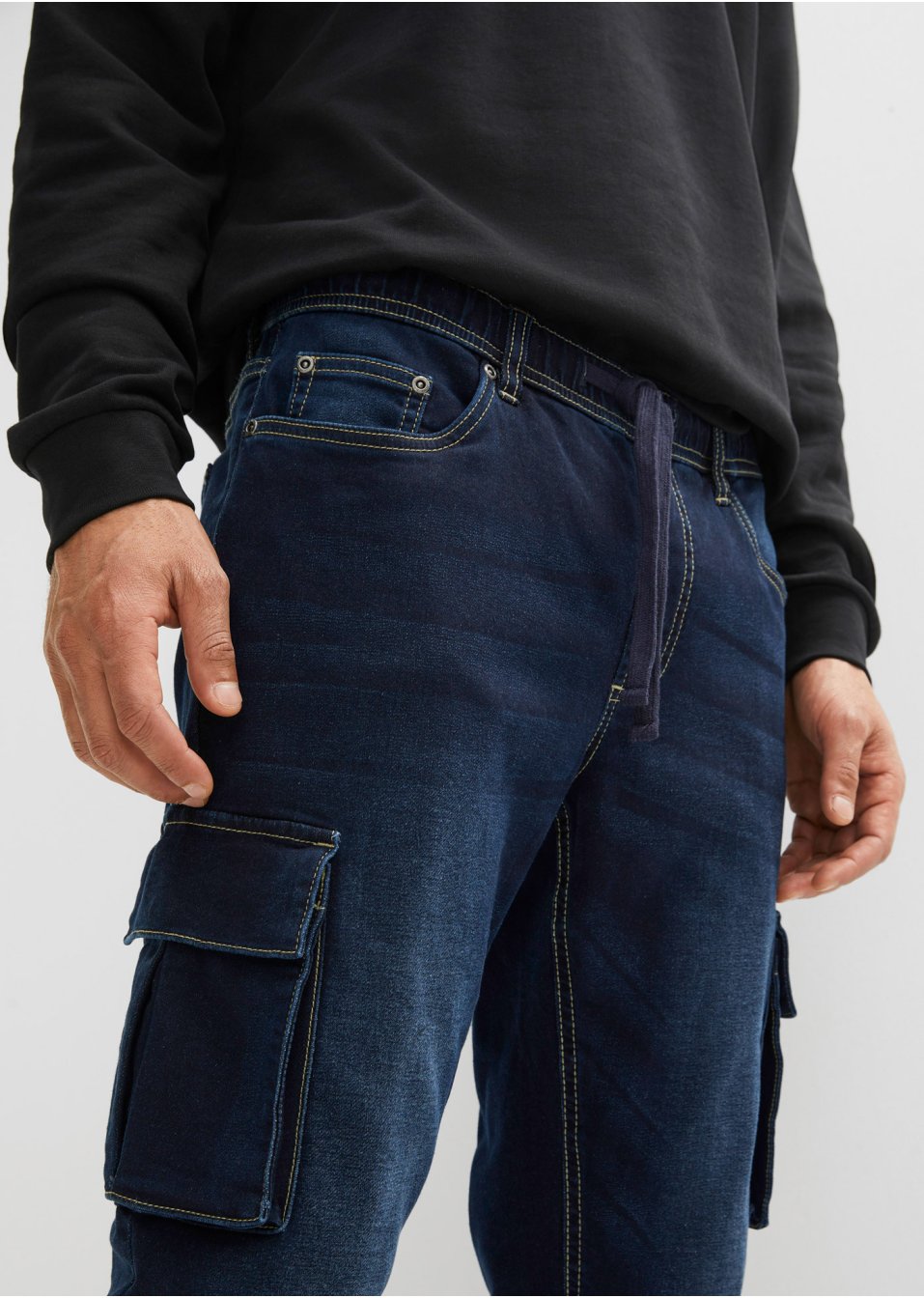 Jean cargo taille extensible Regular Fit, Straight