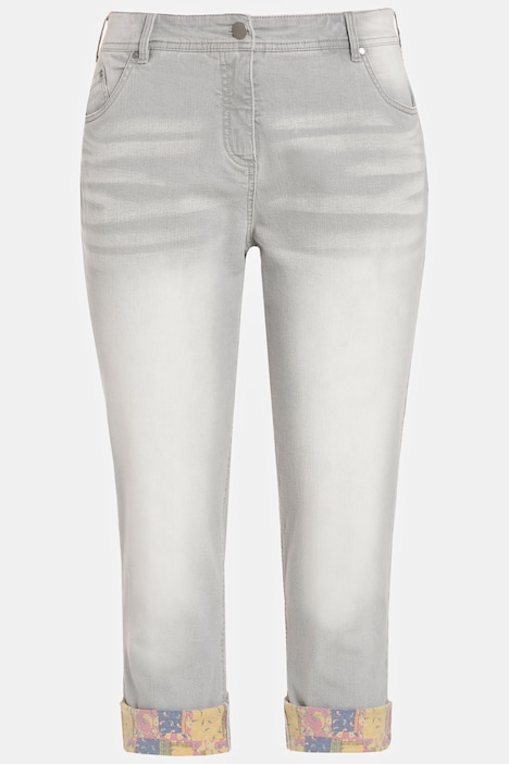 Mom-Jeans, innen bedruckt, 5-Pocket-Schnitt
