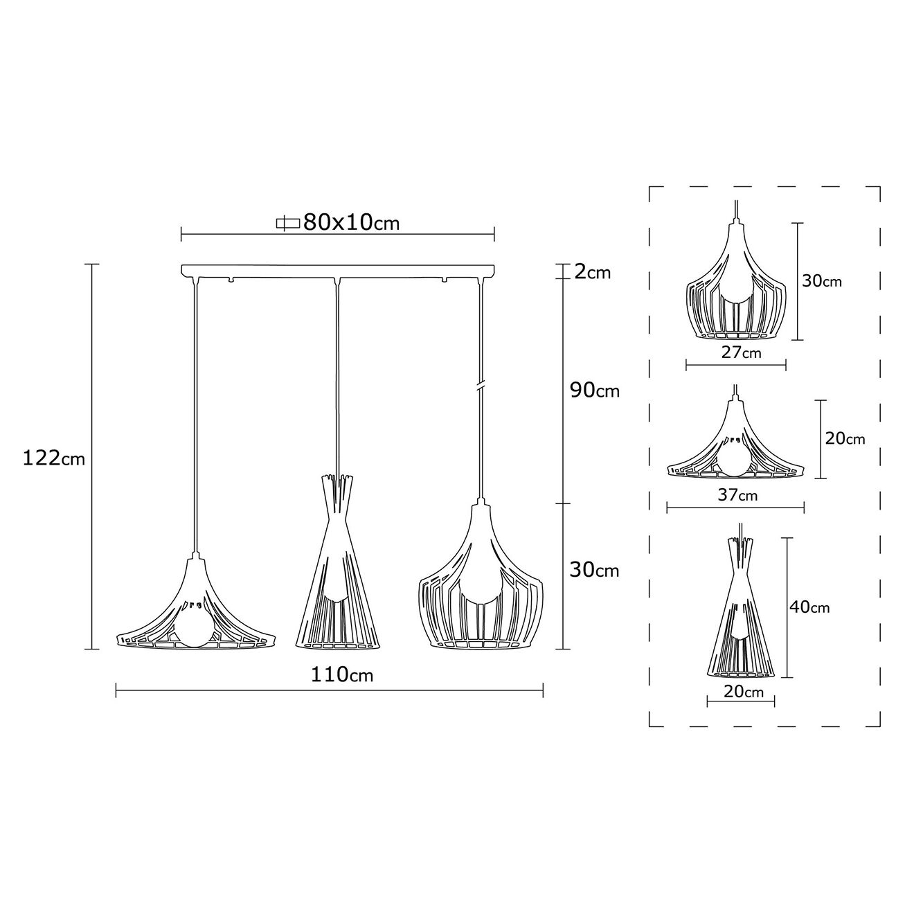 Sheen Suspension Mezopotamya cuivre - 110x37x122 cm