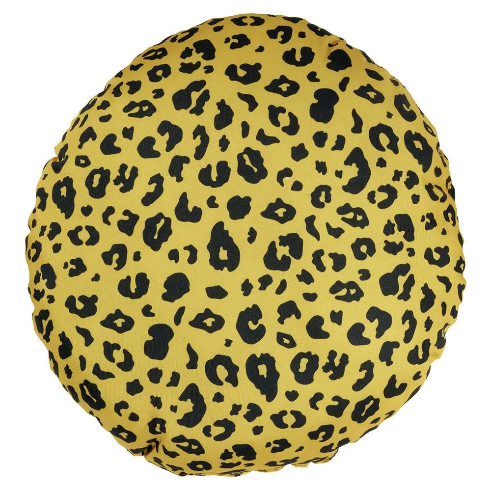 Coussin d'extérieur déperlant motif léopard jaune et noir Ø40cm