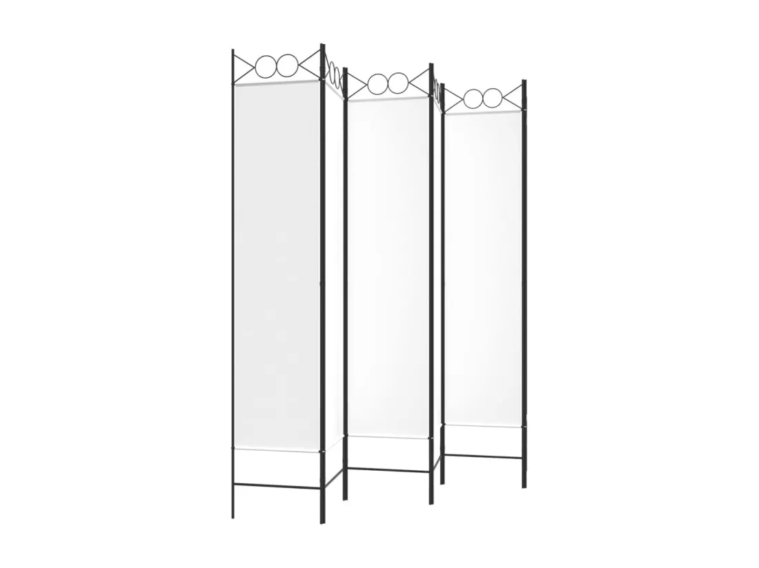 Cloison de séparation 6 panneaux Blanc 240x200 cm Tissu