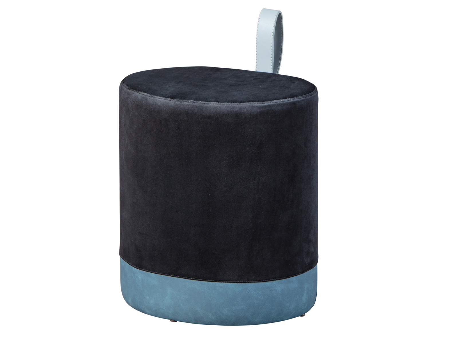 Sitzhocker OSANE - schwarz-blau - Samt - mit Griff