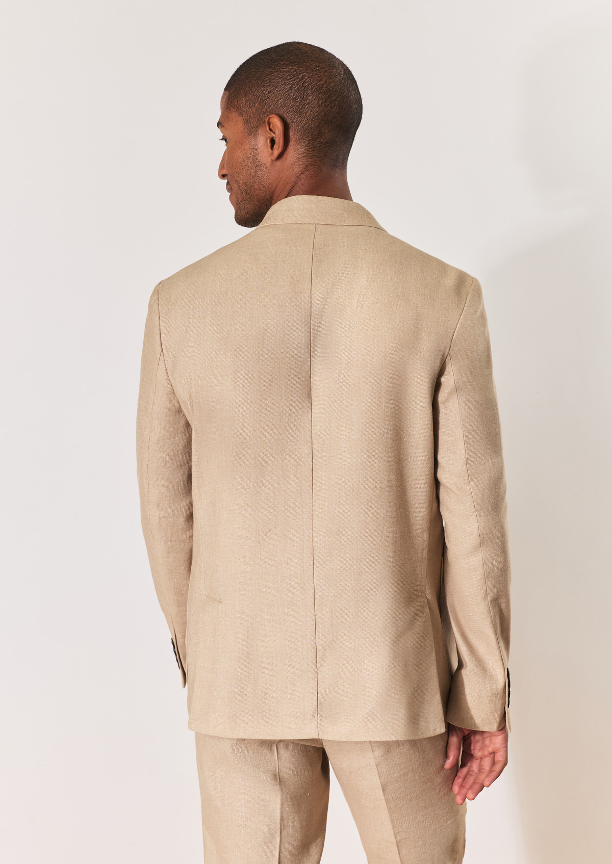 Veste coordonnable Regular en lin mélangé uni beige