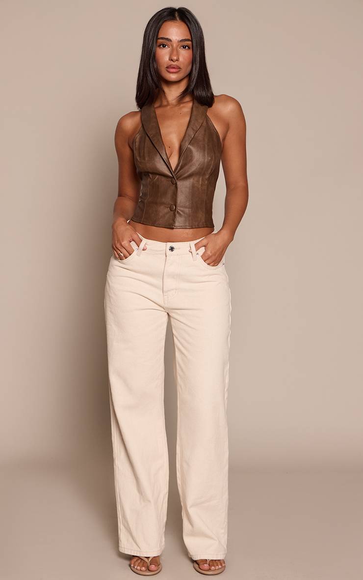 Marron Gilet Sans Manches En Synthétiquecuir Petite