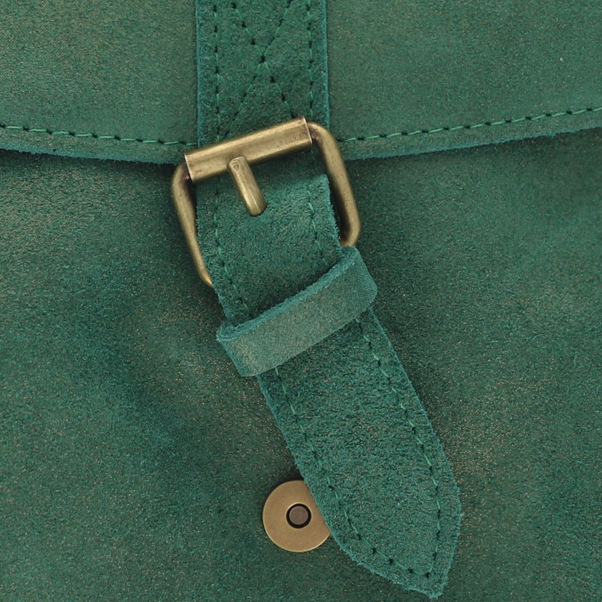 Sacoche cuir une boucle vert pailleté Maison Suzanne
