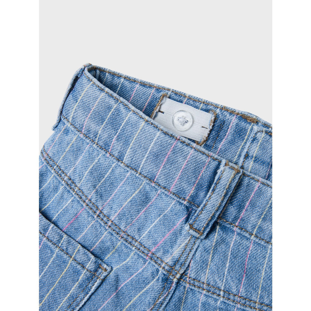 Køb Name It Light Blue Denim Multi Rose Wide Stripe Jeans