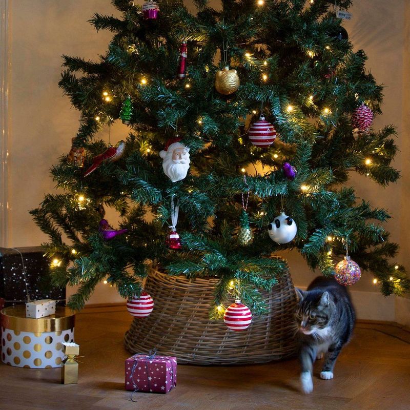 Van der Leeden kerstboommand rotan D 60 H 26 cm grijs